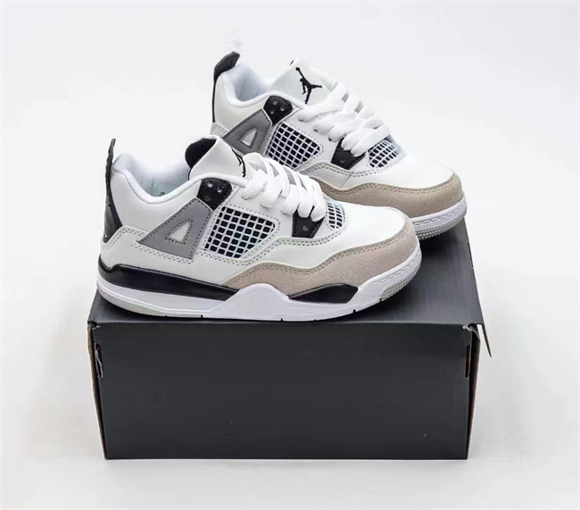 Youth Running weapon Super Quality Air Jordan 4 White/Gray Shoes 042